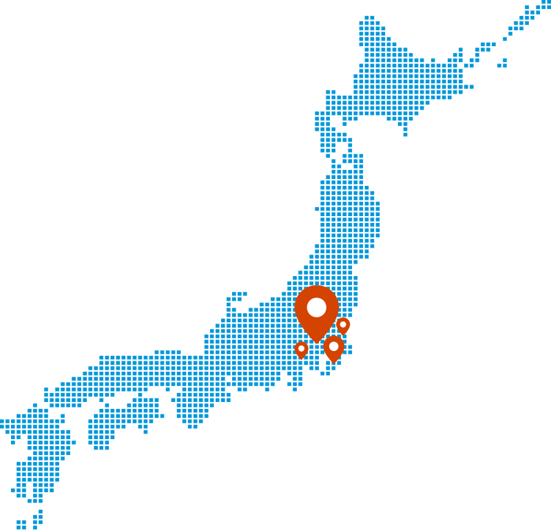 関東にピンが刺さった日本地図のイラスト
